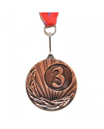 Медаль спортивная с лентой за 3 место. Диаметр 5 см: 1703-3
